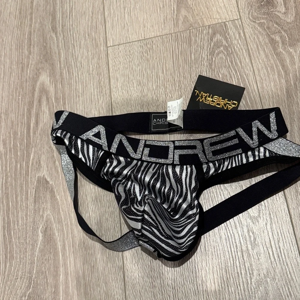 BNWT Andrew Christian Sparkly Zebra Jock Strap Underwear Size XS